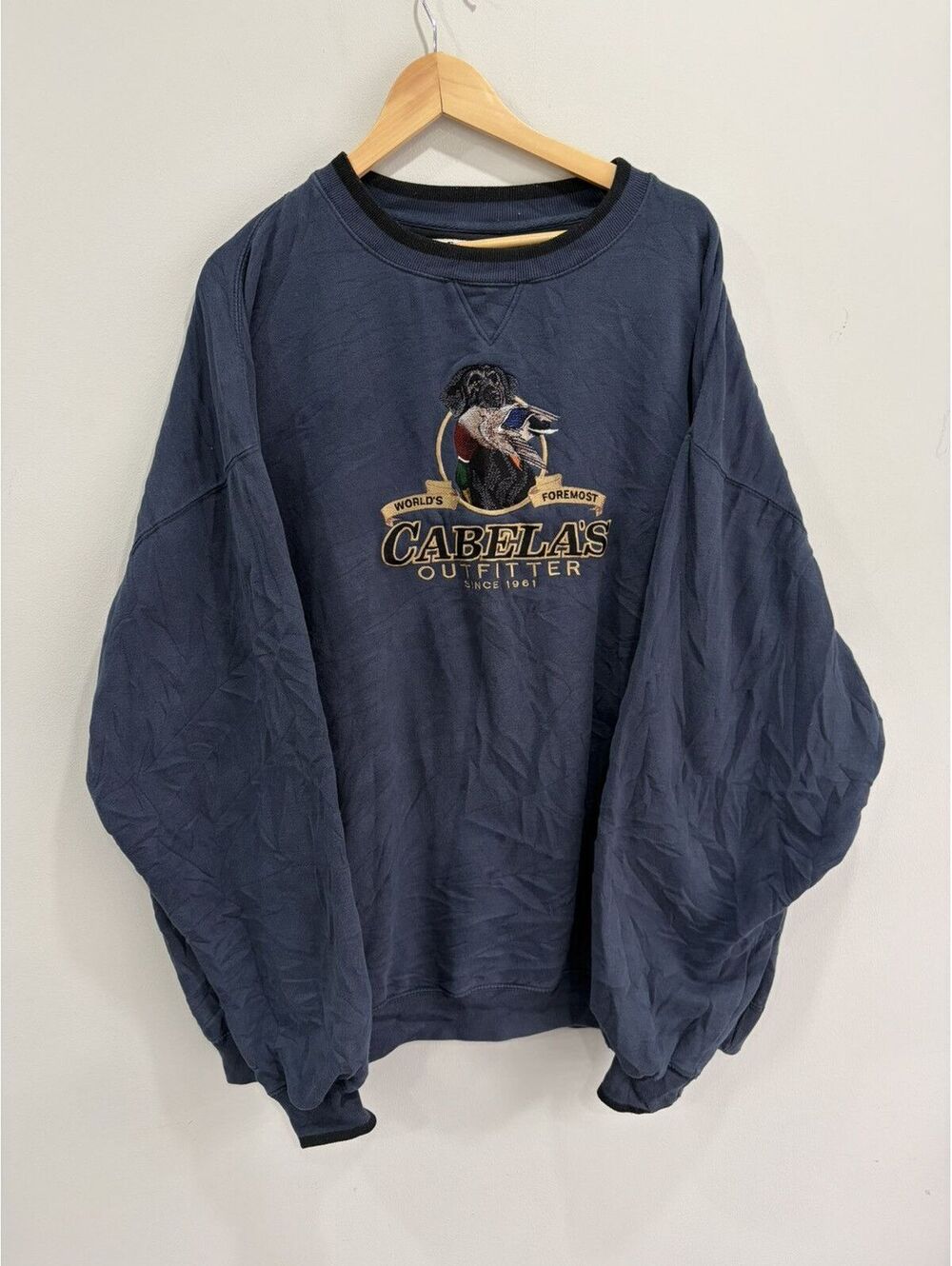 Vintage Cabelas Sweater Sweatshirt hunting dog duck 3Xt